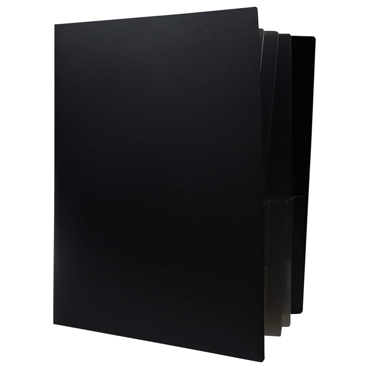 JAM Paper Black Heavy Duty Plastic 10-Pocket Folder, 3ct.
